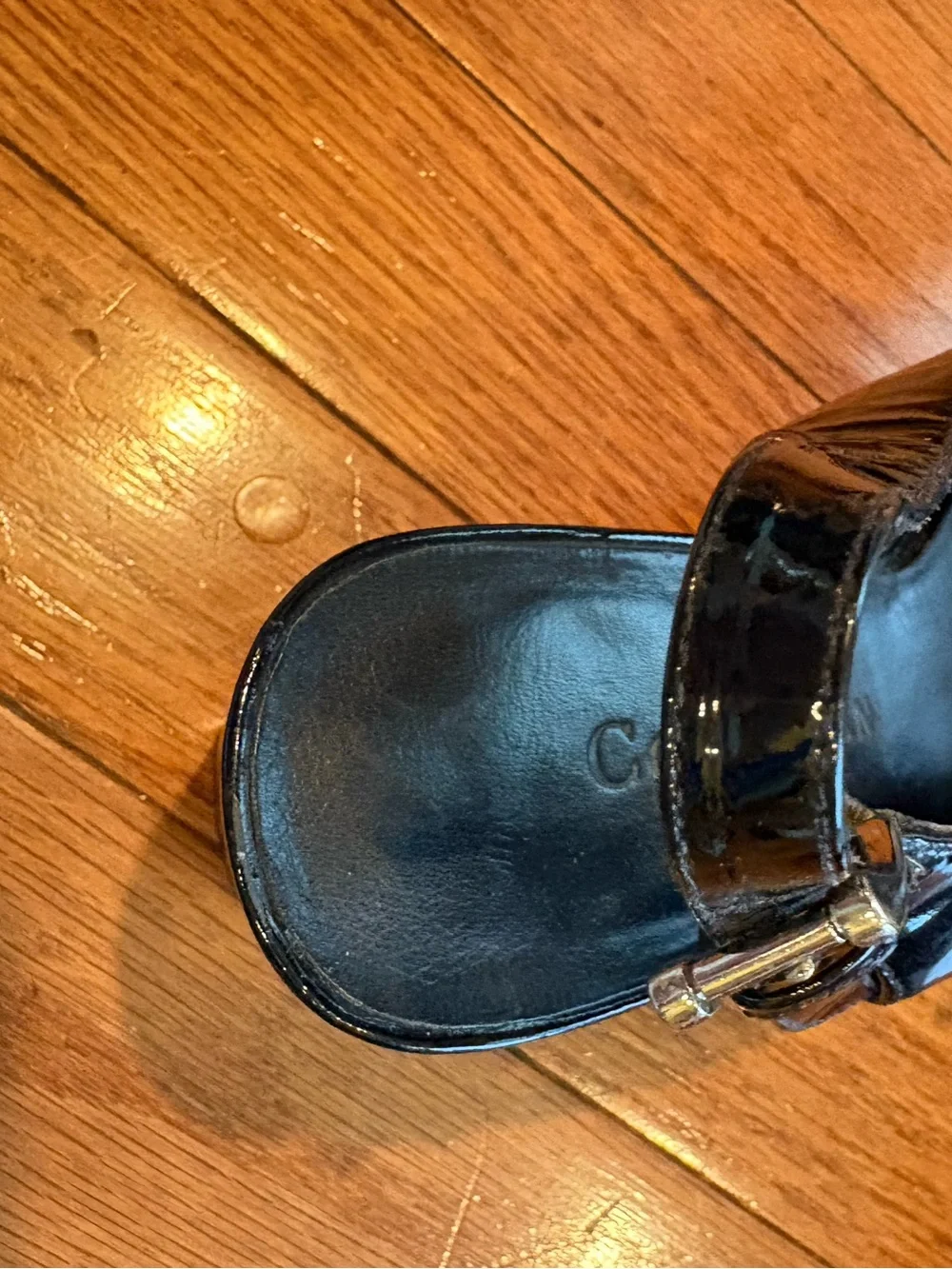 Patent Leather Black Block Heel Slingback Sandals by Cole Haan